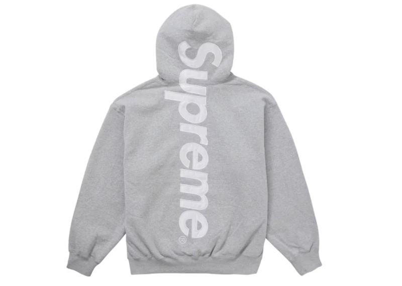 Supreme Satin Applique Hooded Sweatshirt (FW24) Heather Grey