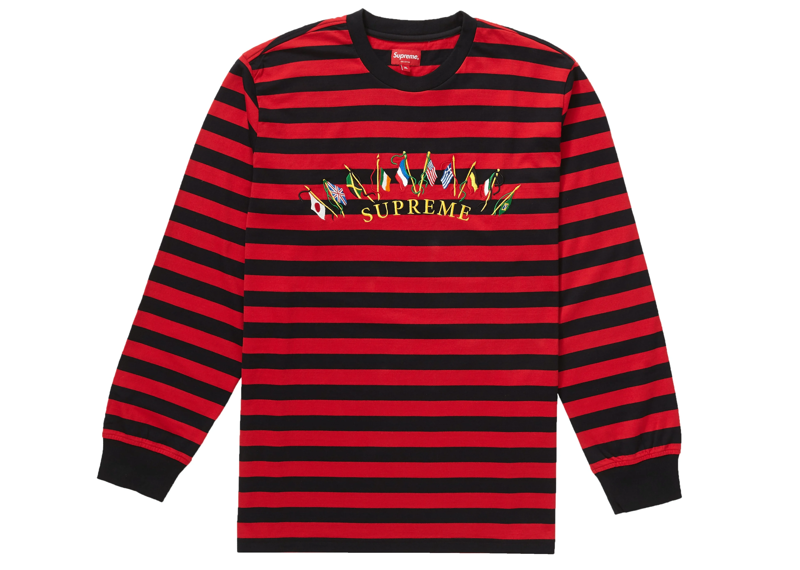 Supreme Flags L/S Top Red Stripe