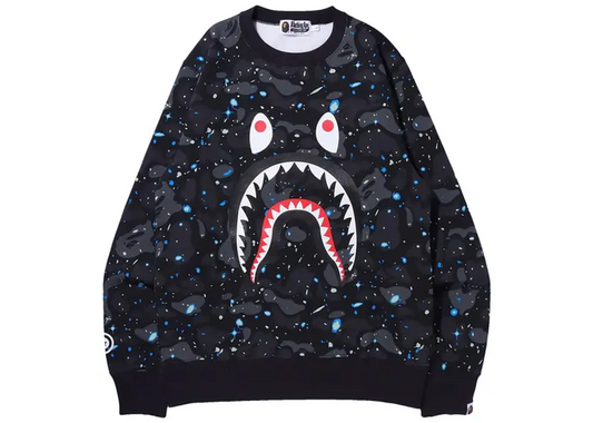 BAPE Space Camo Shark Crewneck Black