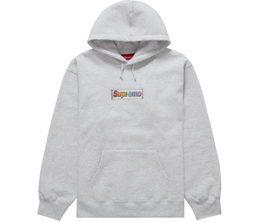 Supreme Bling Box Logo Hooded Sweatshirt Ash Grey