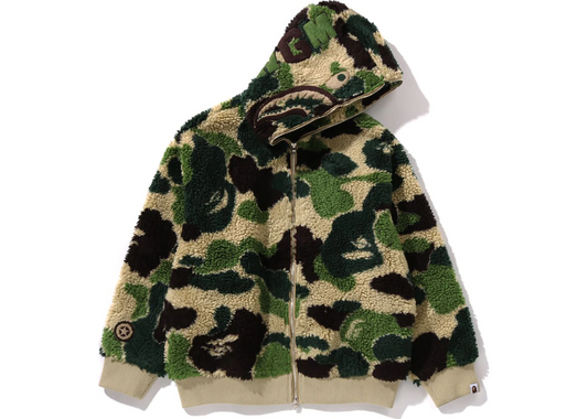 BAPE ABC CAMO BOA SHARK RELAXED FIT FULL ZIP HOODIE GREEN