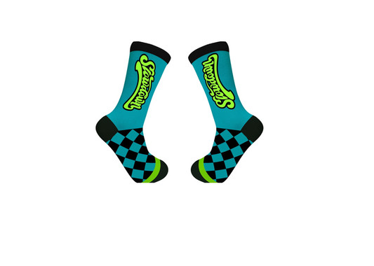 Slowdown checked socks turquoise