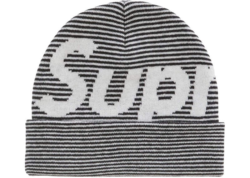 Supreme Big Logo Beanie (FW22) Black Stripe