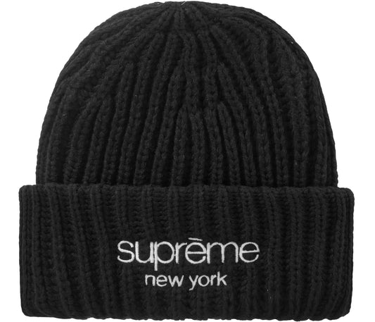 Supreme Classic Logo Chunky Ribbed Beanie Black