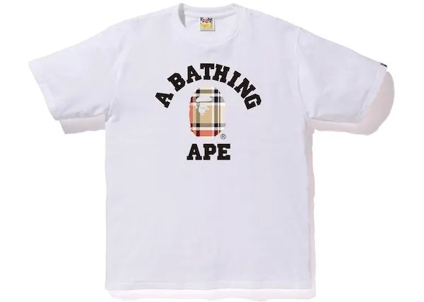 BAPE Check College Tee White/Beige