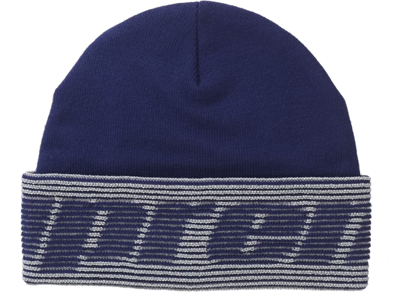 SUPREME REFLECTIVE JACQUARD BEANIE  Navy