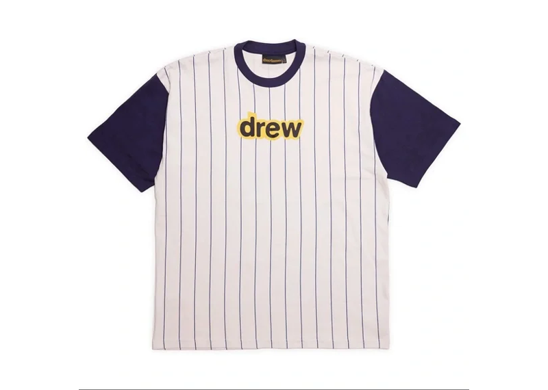 drew house secret ss t-shirt navy pinstripe