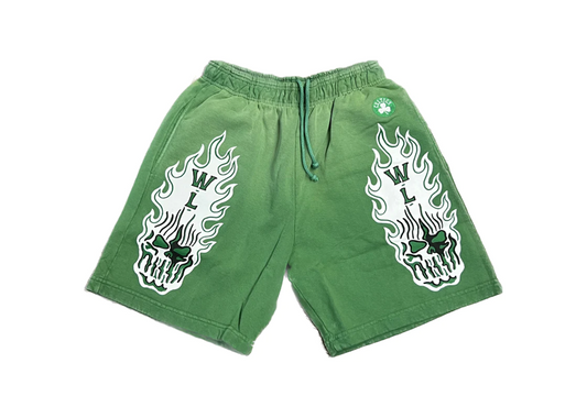 Warren Lotas Boston Celtics Flaming Skull Shorts Green