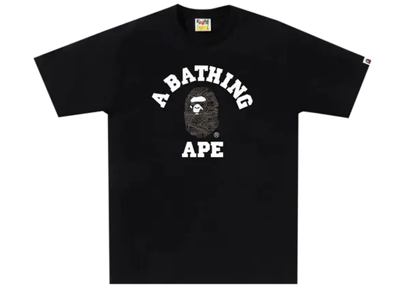 BAPE Layered Line Camo College Tee Black/Black