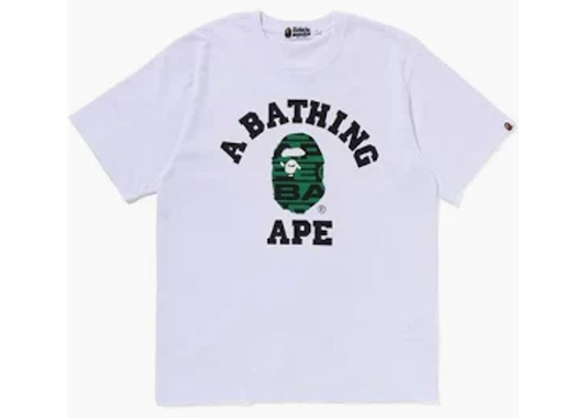 BAPE Lux Sport Pattern College Tee-White/Green